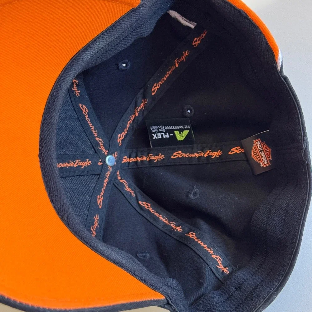 Harley Davidson Screamin Eagle Performance Parts Black Orange Flame A-Flex Hat